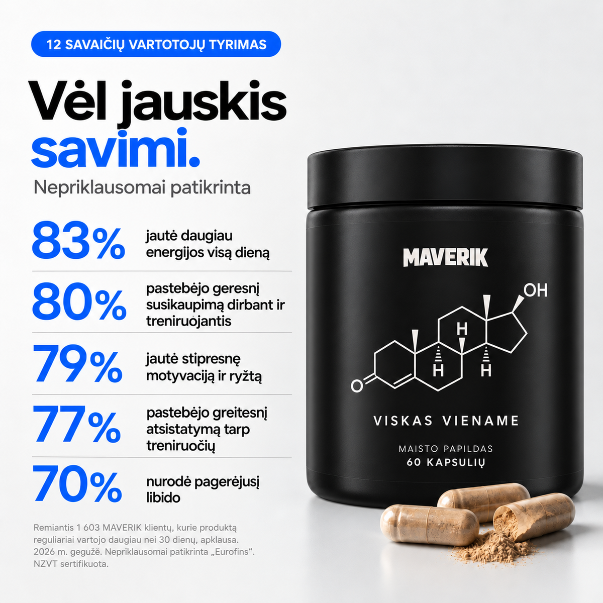 MAVERIK - Natūralaus testosterono palaikymas